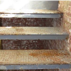 Lead paint and corrosion on stairs